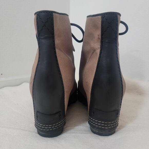 Sorel PDX Wedge Ankle Boots Women Size 10 Shoes Waterproof Lace Black Tan - Picture 8 of 16